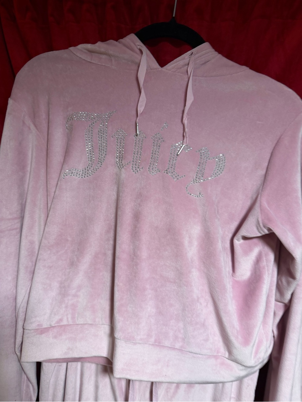 Juicy Couture Pink Velour Rhinestone Logo Hoodie & Pants Set - Picture 8 of 12